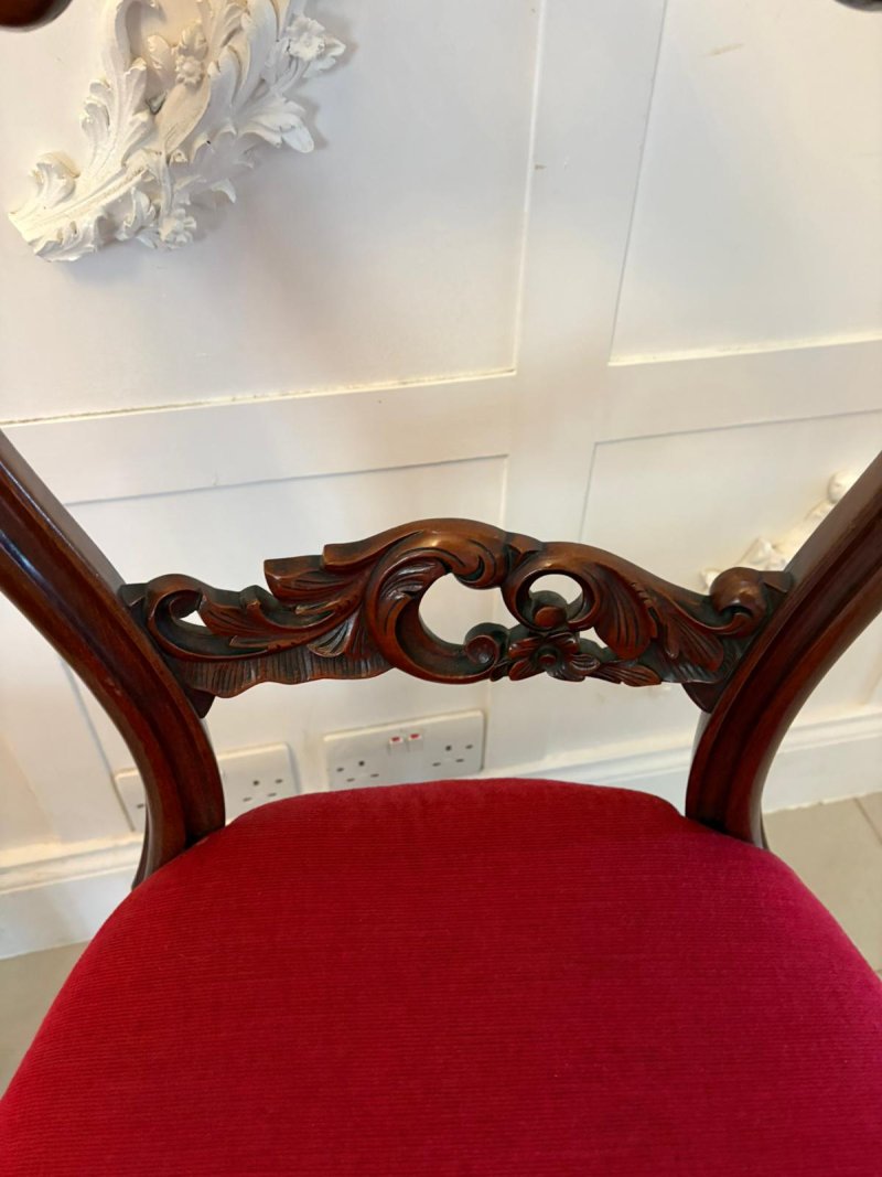 Outstanding Quality Set of 10 Antique Victorian Carved Mahogany Dining Chairs - Image 10